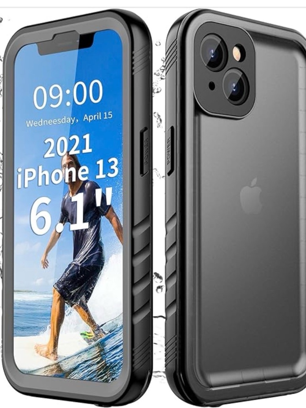 Black Waterproof Phone Case with Detachable Wrist Strap IPhone 13 - Picture 2 of 11